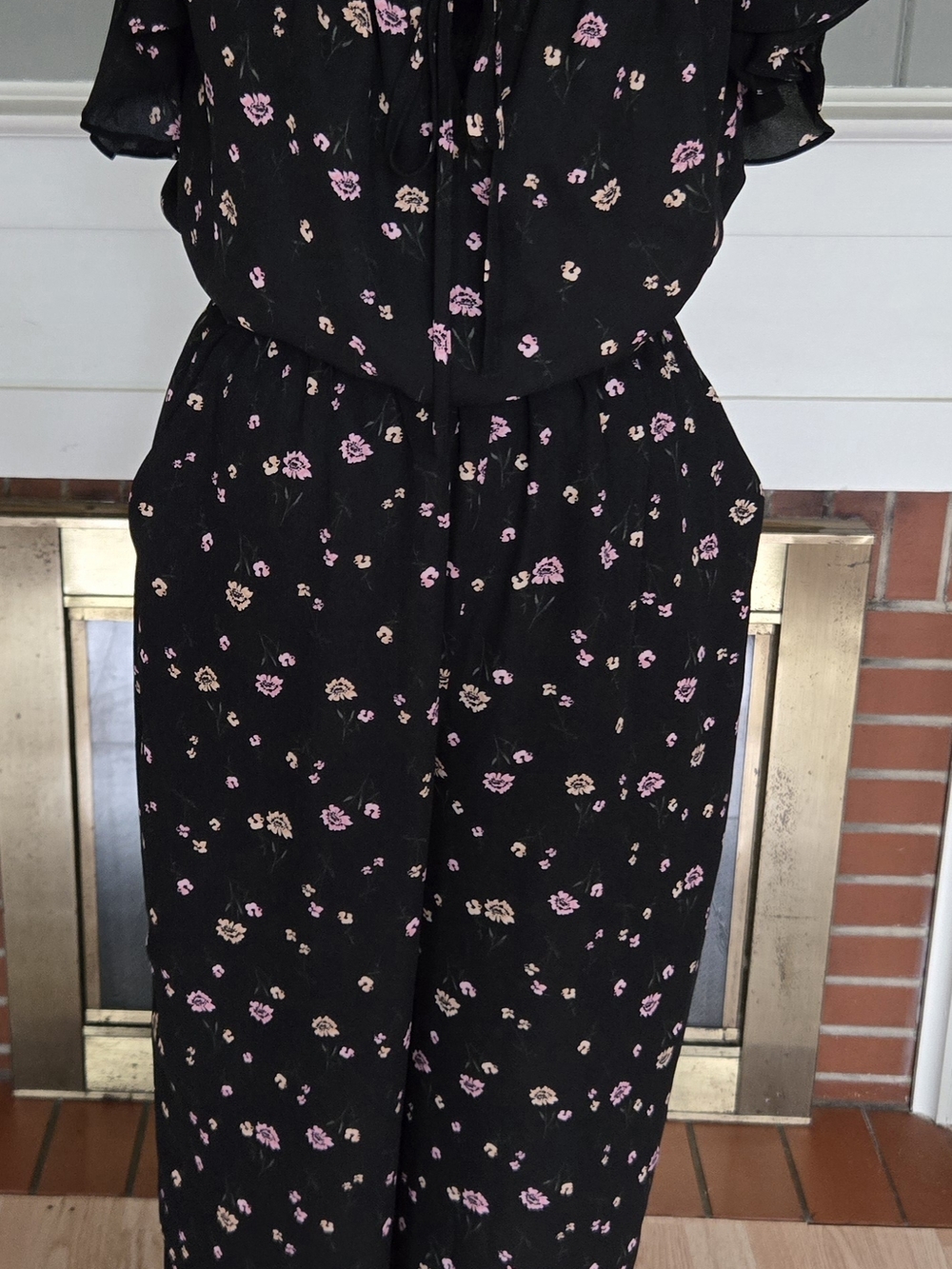 BB Dakota Black Jumpsuit with Pink Floral Print